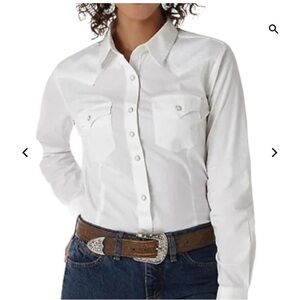 Wrangler White NWT pearl snap  Button-Up Shirt long sleeve size XL